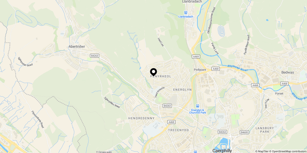 Approximate location of Pen-y-Bryn, Penyrheol, Caerphilly, CF83 2LA