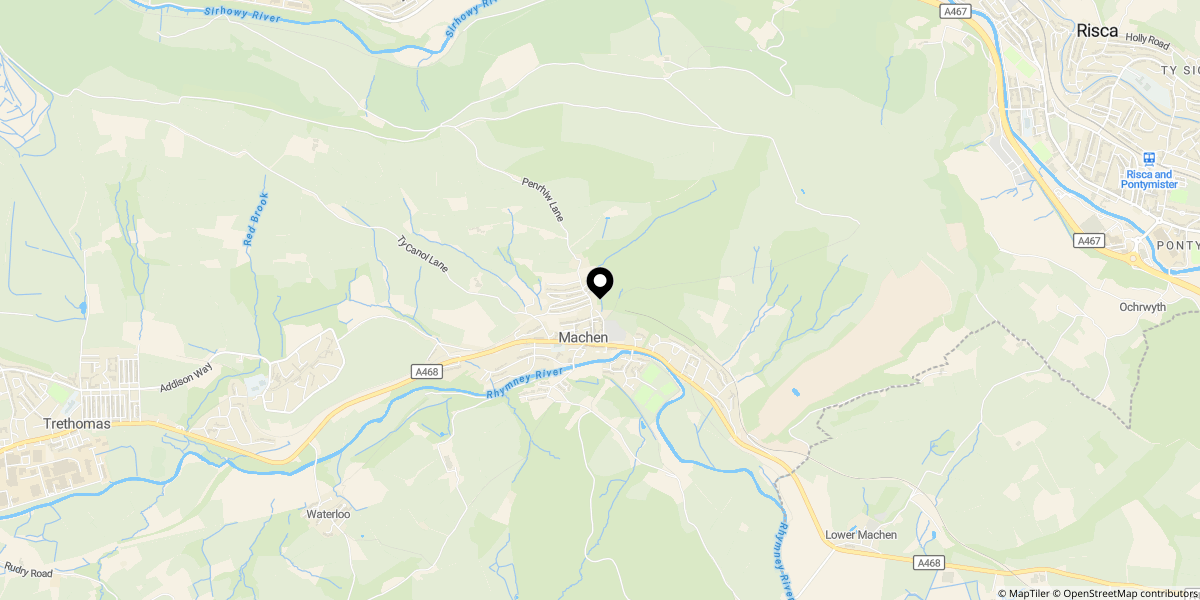 Approximate location of Wyndham Street, Machen, CF83 8PU