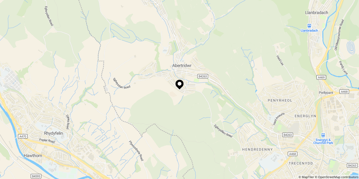 Approximate location of Ilan Road, Abertridwr, Caerphilly, CF83 4DY