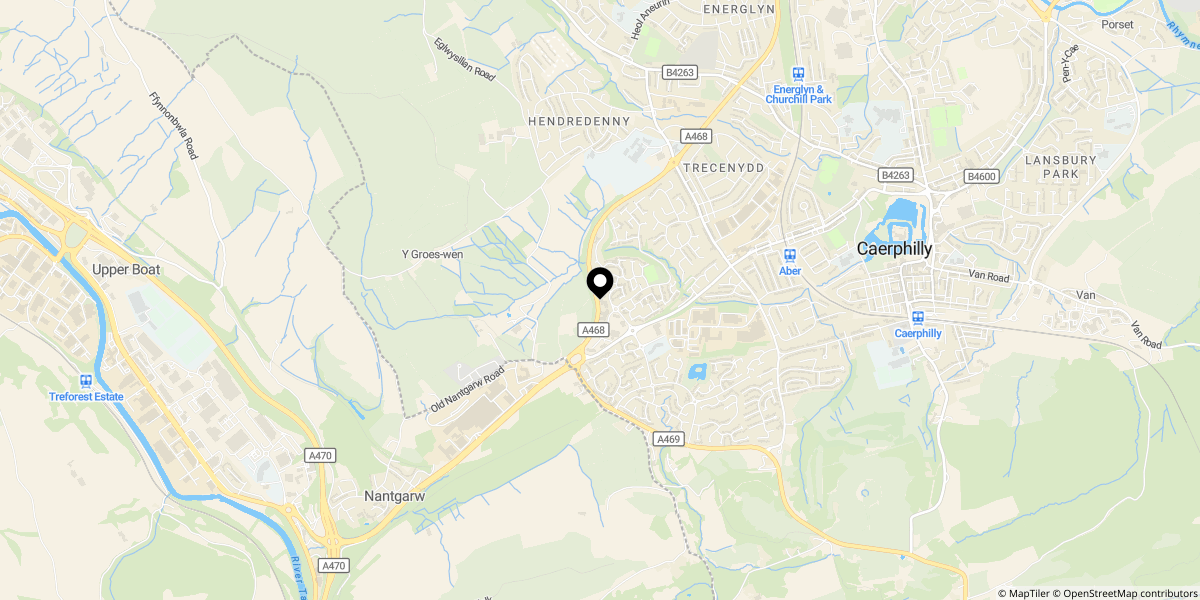 Approximate location of Ynys Bery Close, Castle Maen, Caerphilly, CF83 2AZ