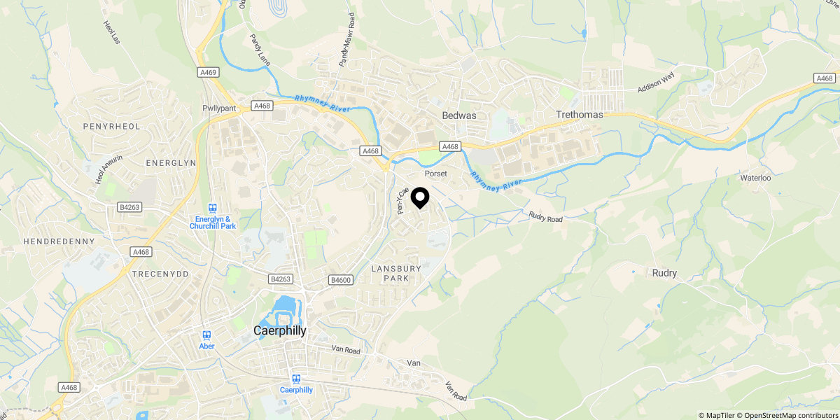 Approximate location of Hafan Werdd, Mornington Meadows, Caerphilly, CF83 3BU