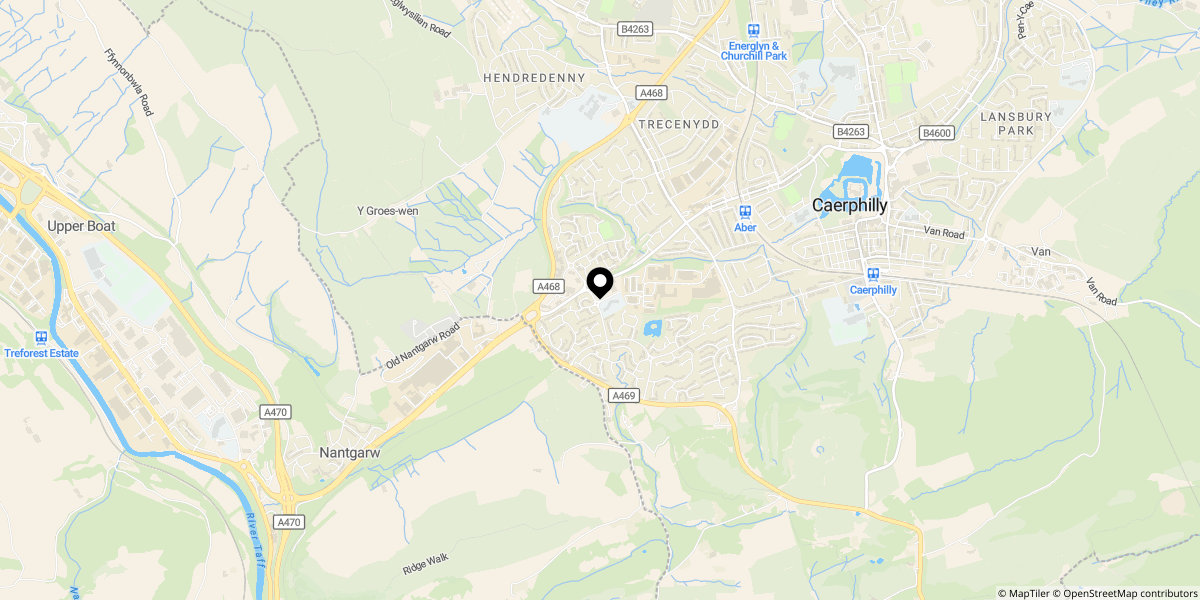 Approximate location of Badham Close, Caerphilly, CF83 1SH