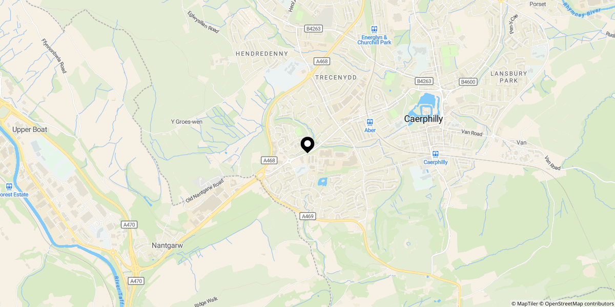 Approximate location of Drum Tower View, Caerphilly, CF83 2XW