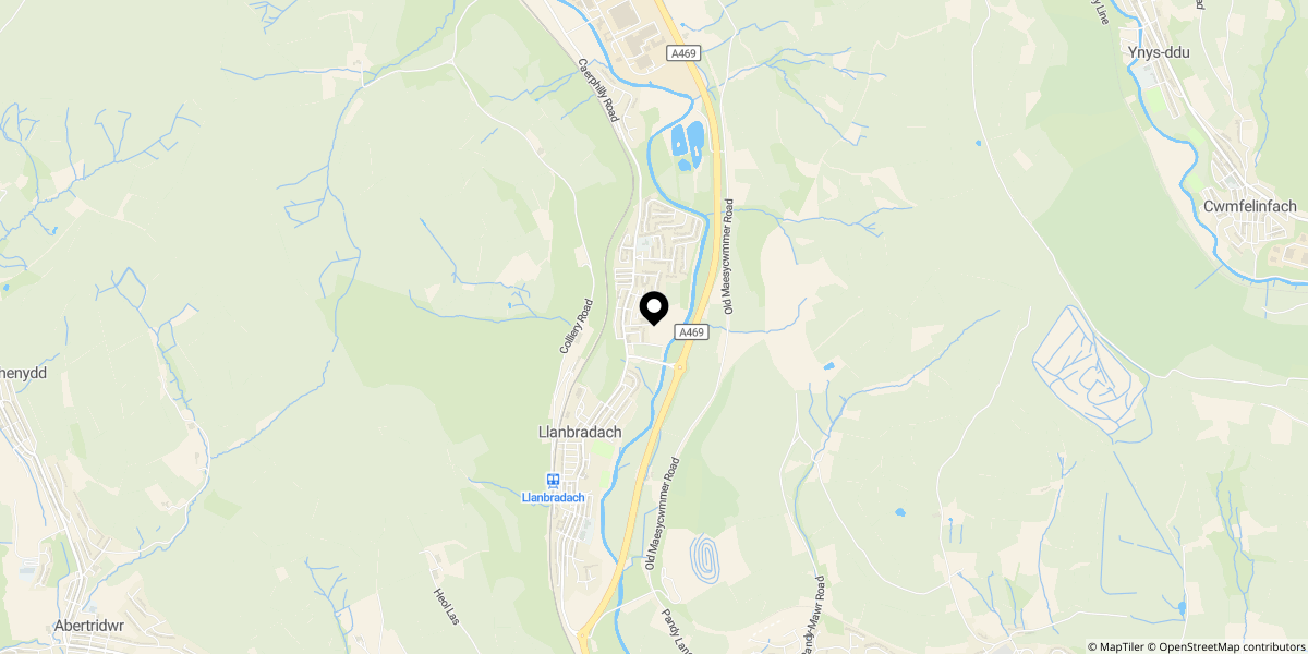 Approximate location of Heol Ty-Gwyn, Llanbradach, Caerphilly, CF83 3PA