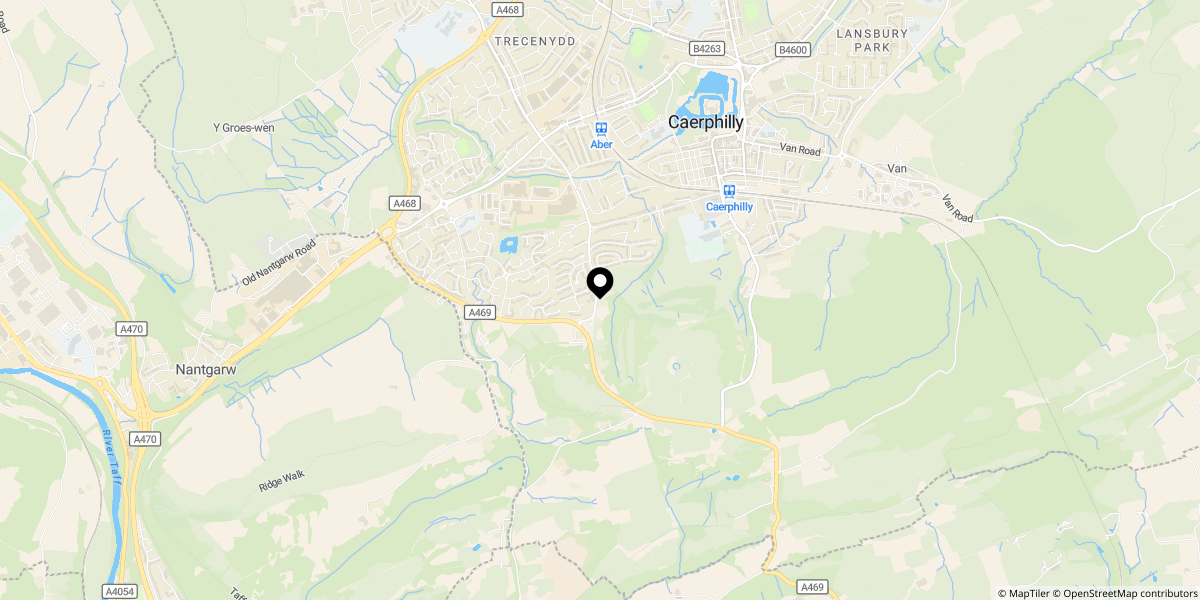 Approximate location of Tyla Glas, Watford Park, Caerphilly, CF83 1NJ