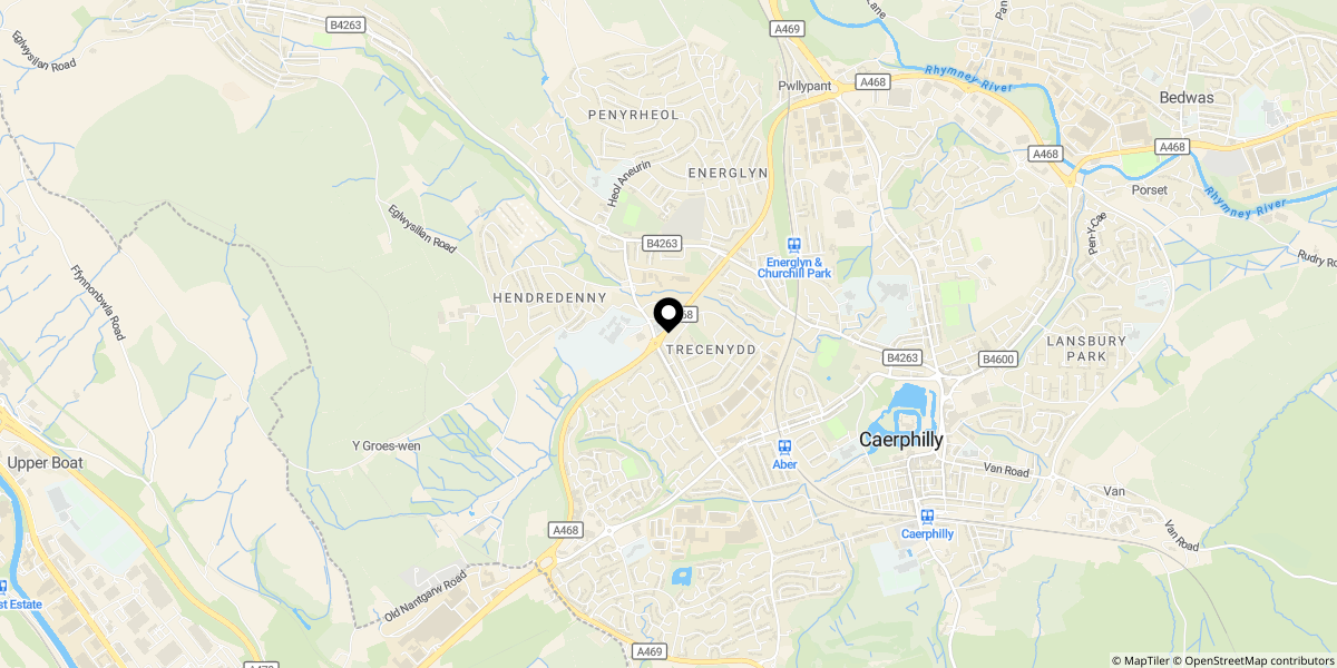 Approximate location of 2 Tegfan, Trecenydd, Caerphilly