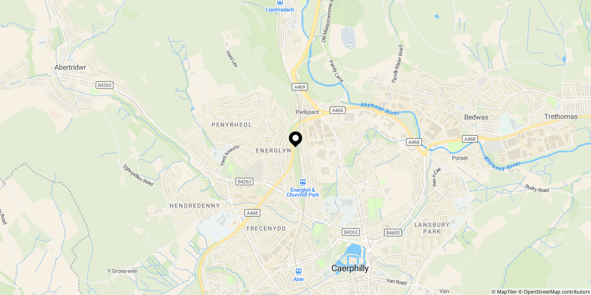 Approximate location of Davies Drive, Churchill Park, Caerphilly, CF83 3RG