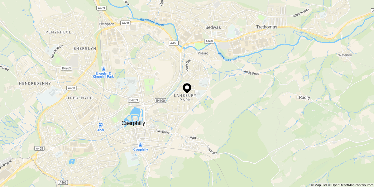 Approximate location of Clos Guto, Porset Park, Caerphilly, CF83 1RX