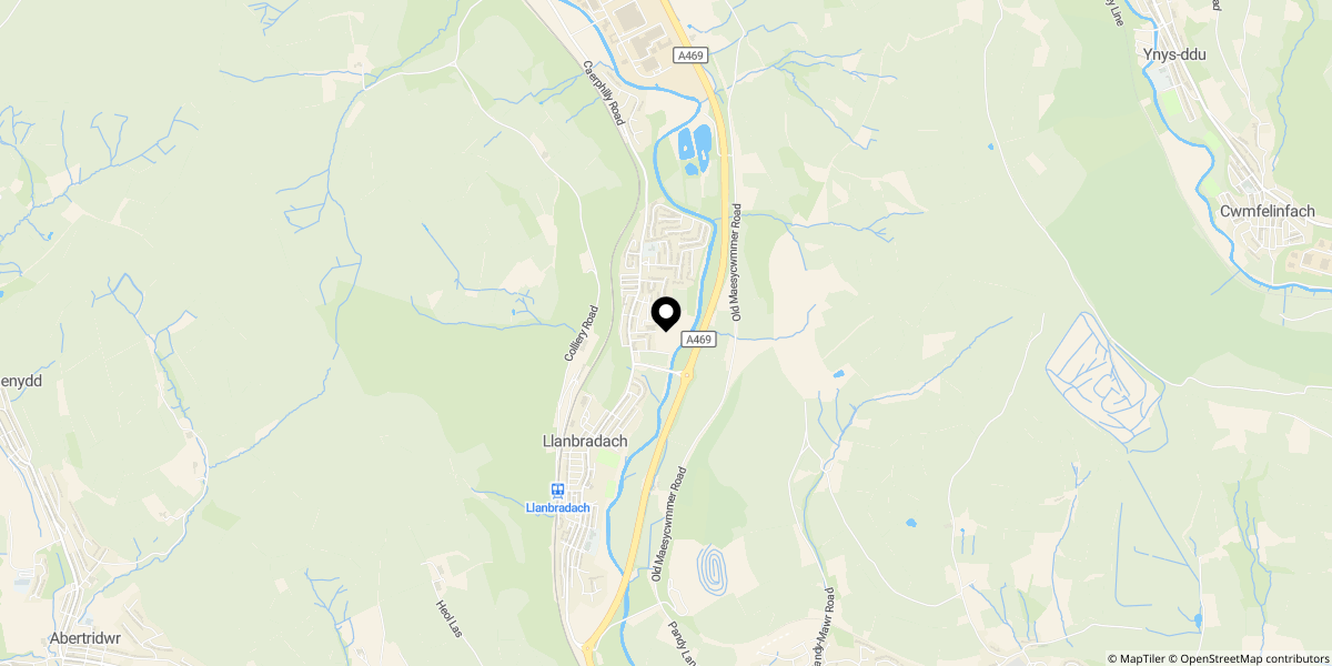 Approximate location of Wingfield Crescent, Llanbradach, Caerphilly, CF83 3NU