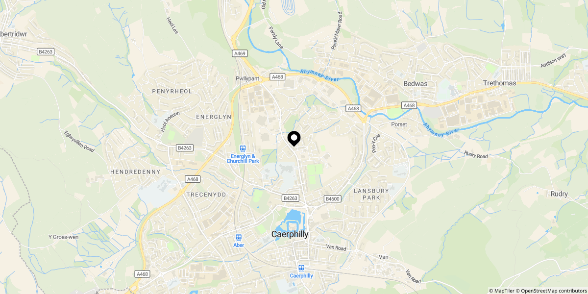 Approximate location of Pontygwindy Road, Caerphilly, CF83 3HF