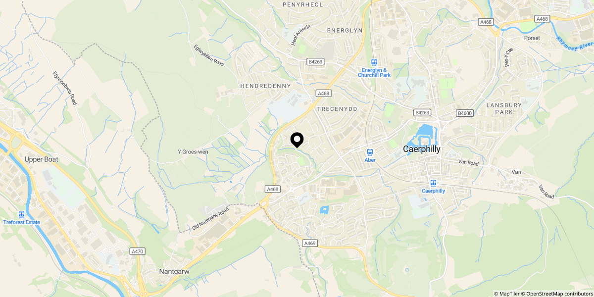 Approximate location of Clos Cwm Garw, Caerphilly, CF83 2BG