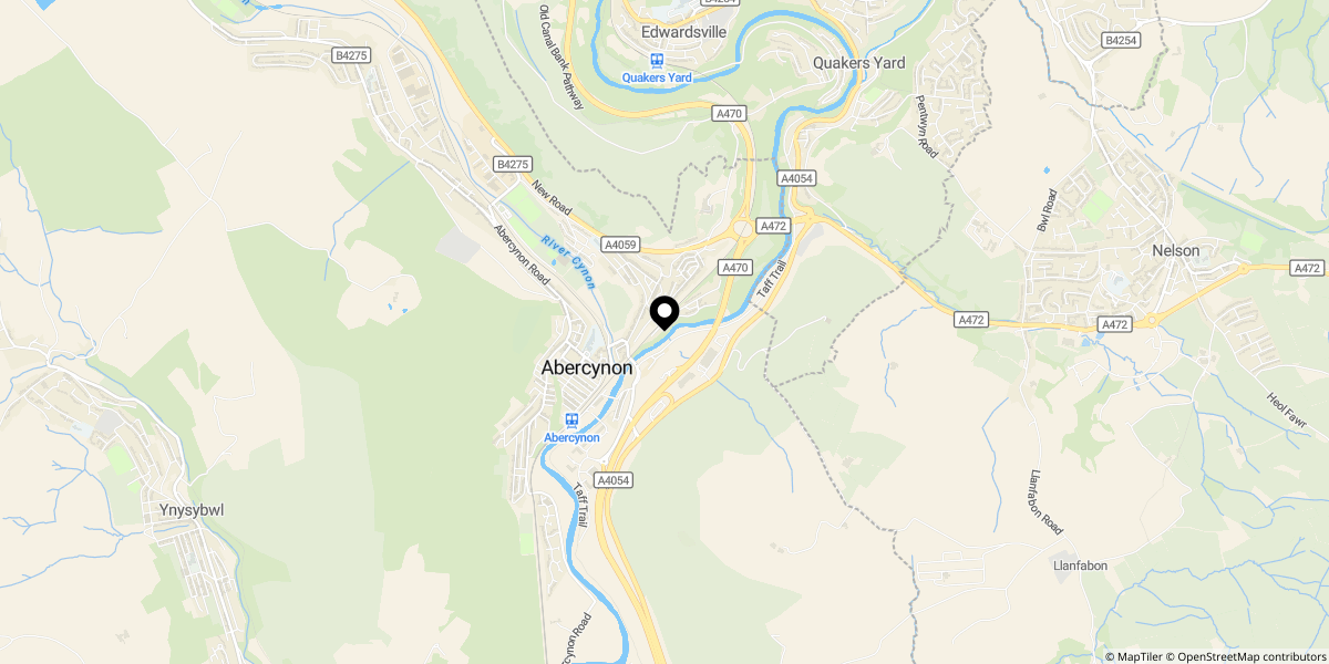 Approximate location of Argyle Street, Abercynon, Mountain Ash, CF45 4TY