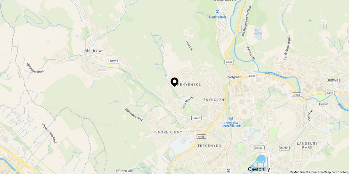 Approximate location of Glan Ffrwd, Penyrheol, Caerphilly, CF83 2JJ