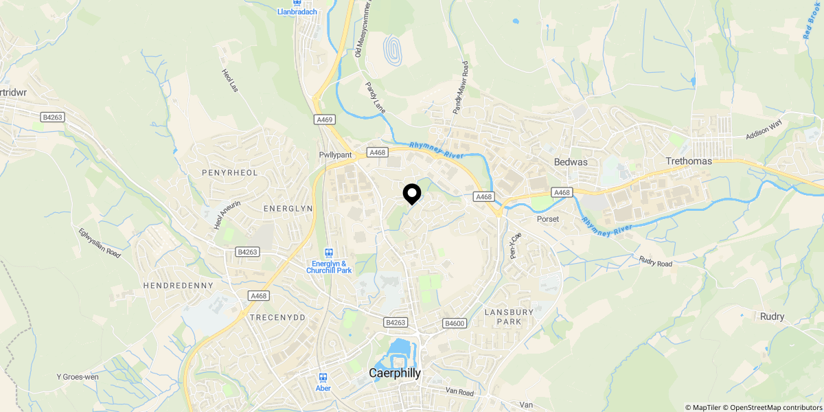 Approximate location of Bro Ger-y-Nant, Caerphilly, CF83 3SY