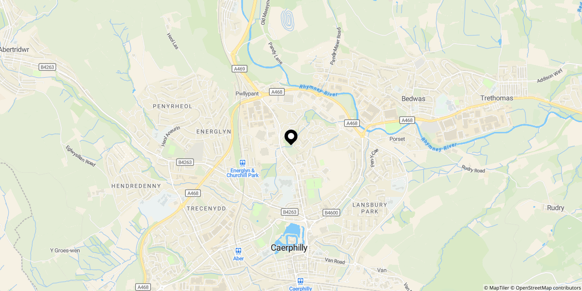 Approximate location of Cae Rhos, Pontypandy, Caerphilly, CF83 3JG