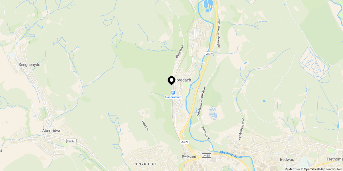 Approximate location of Tyn Y Graig Terrace, Llanbradach, Caerphilly, CF83 3LT