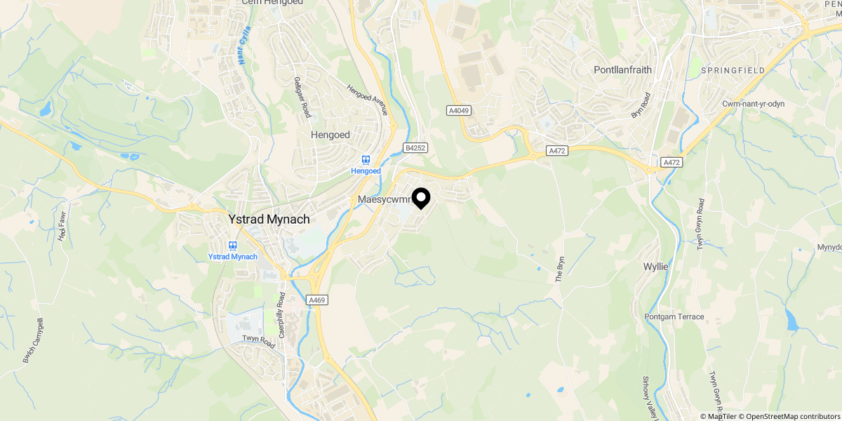 Approximate location of St. Annes Gardens, Maesycwmmer, Hengoed, CF82 7QR