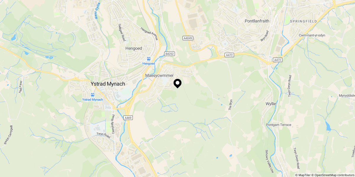 Approximate location of St. Annes Gardens, Maesycwmmer, Hengoed, CF82 7QQ
